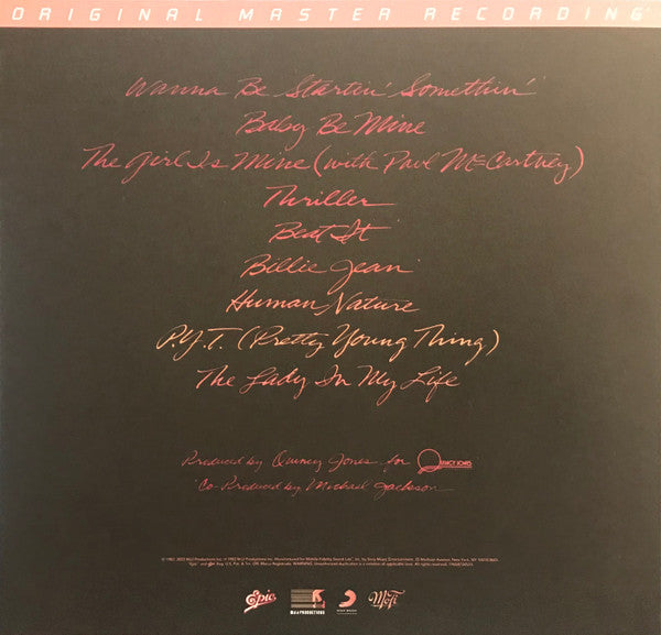 Michael Jackson Thriller Mobile Fidelity Sound Lab, Epic, MJJ Productions LP, Album, Ltd, Num, RE, RM, S/Edition, 180 Mint (M) Mint (M)-Music History