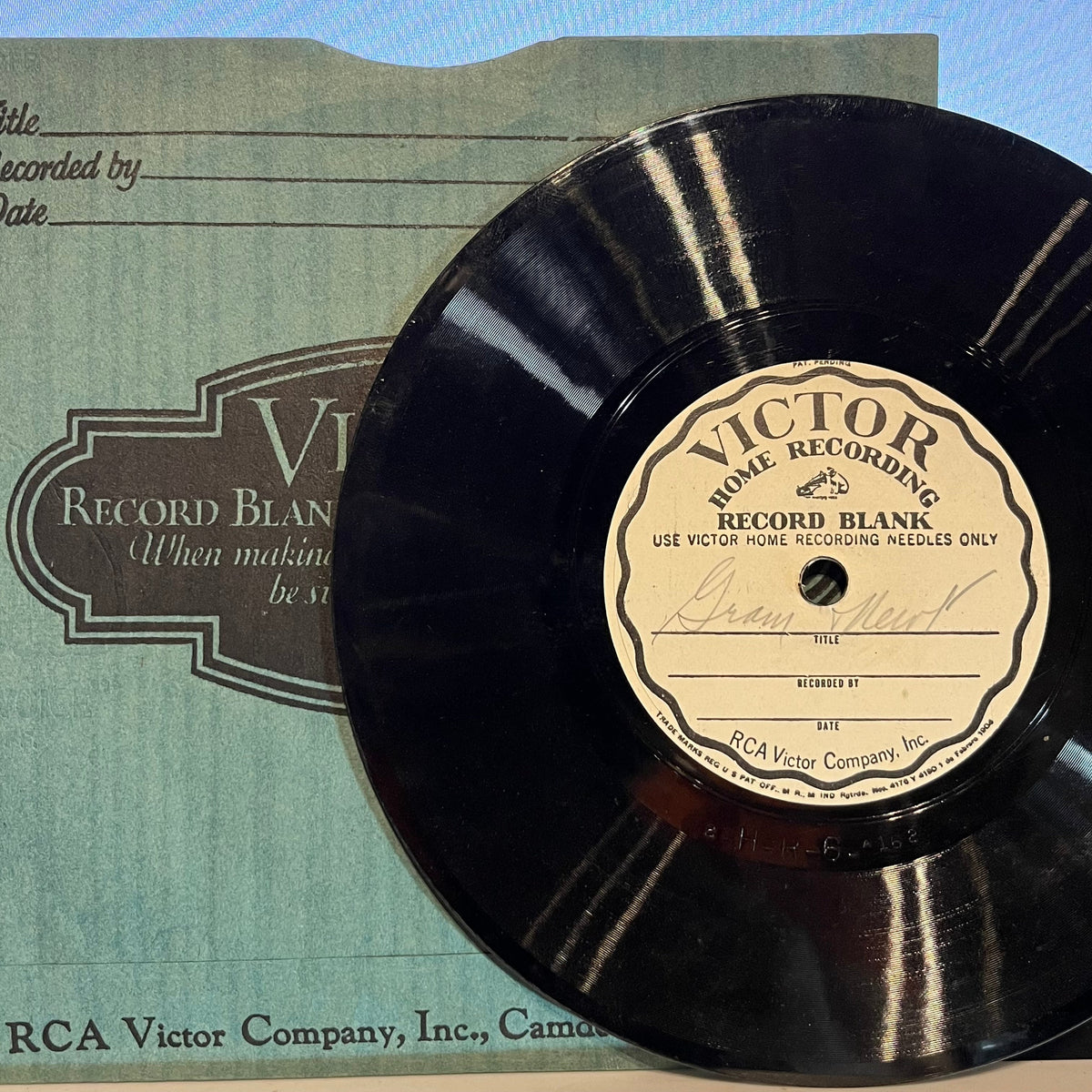 No Artist - Antique Victor Recording Blank Home Recording Record | Very Good Plus (VG+) Near Mint (NM)-Music History