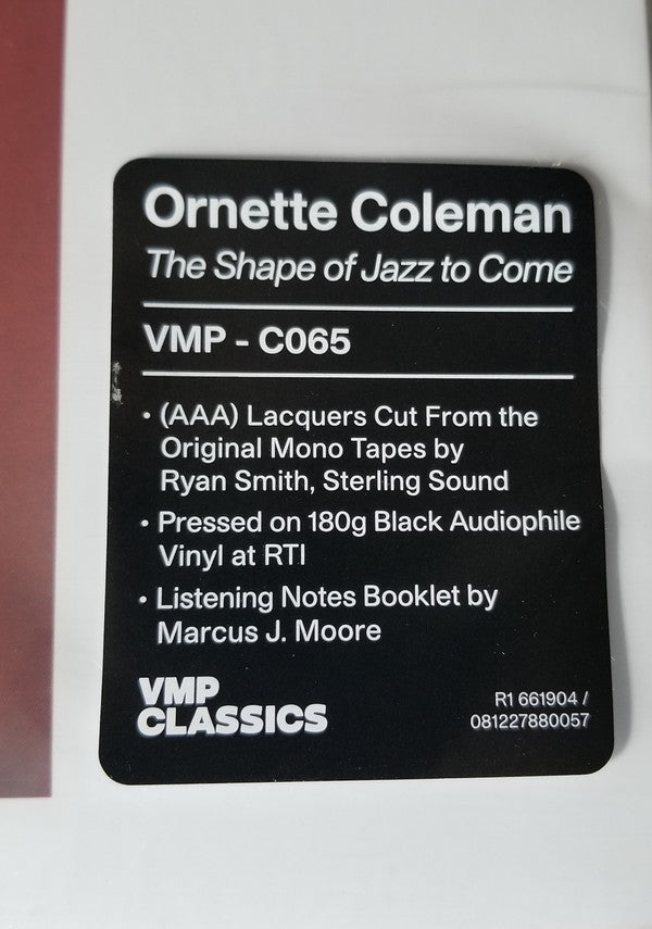 Ornette Coleman - The Shape Of Jazz To Come (VMP VINYL) | Mint (M) Mint (M)-Music History