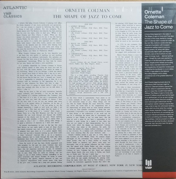 Ornette Coleman - The Shape Of Jazz To Come (VMP VINYL) | Mint (M) Mint (M)-Music History