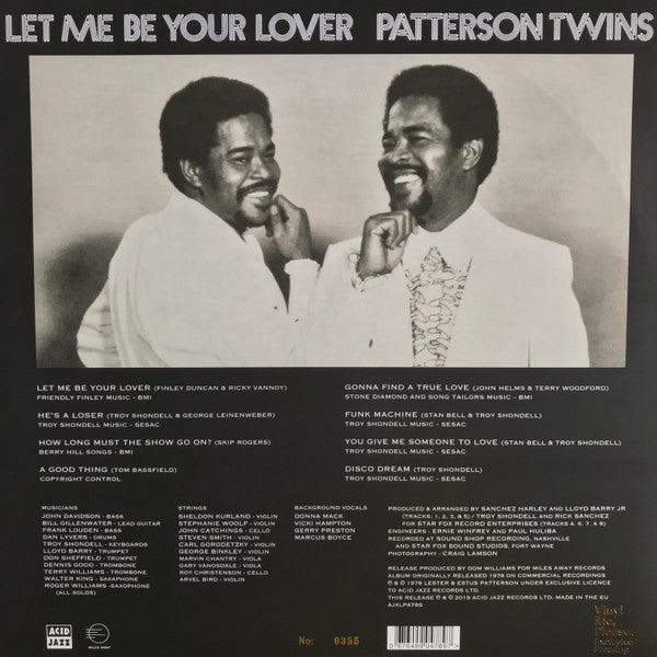 Patterson Twins - Let Me Be Your Lover | Mint (M) Mint (M)-Music History