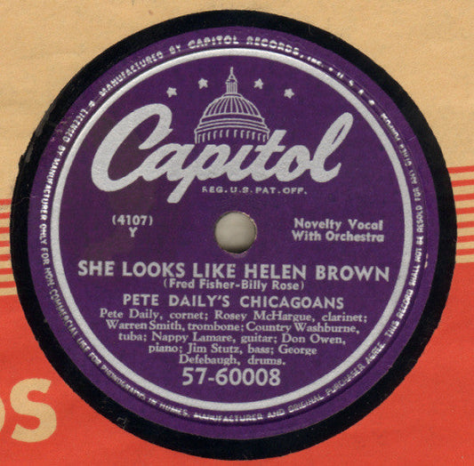Pete Daily's Chicagoans - She Looks Like Helen Brown / South | Very Good (VG) Generic-Music History