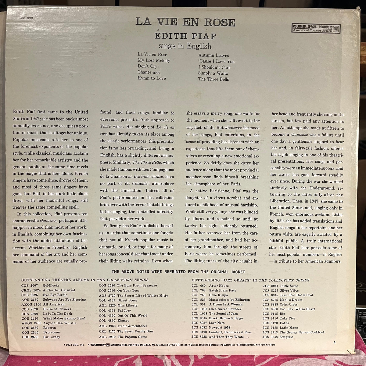 Edith Piaf - La Vie En Rose / Édith Piaf Sings In English *COLLECTORS T1* | Excellent (EX) Near Mint (NM)-Music History