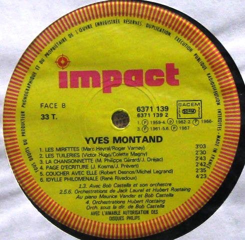 Yves Montand - Yves Montand *FRANCE* | Excellent (EX) Near Mint (NM)--Music History