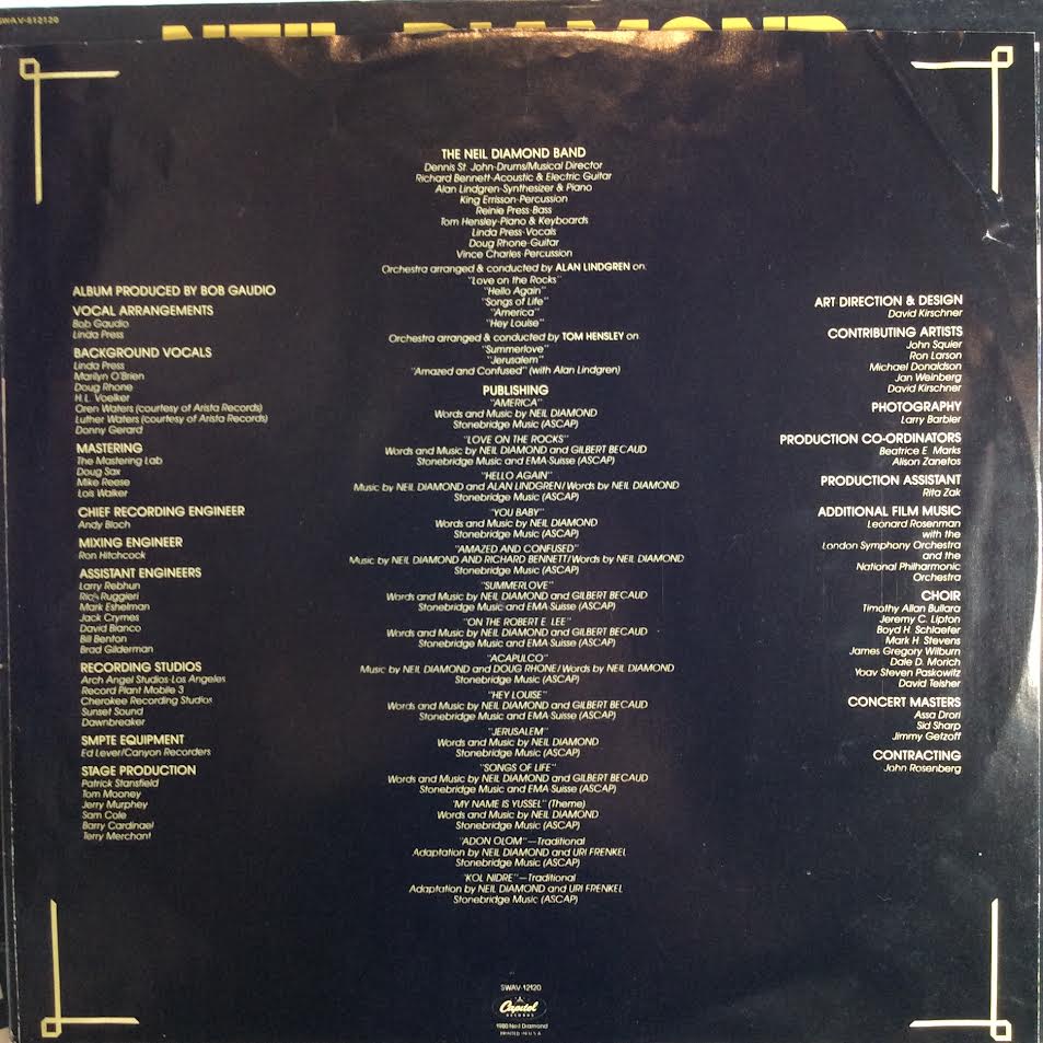 Neil Diamond - The Jazz Singer (Original Songs From The Motion Picture) (VINYL) | Near Mint- (NM-) Excellent (EX)-Music History