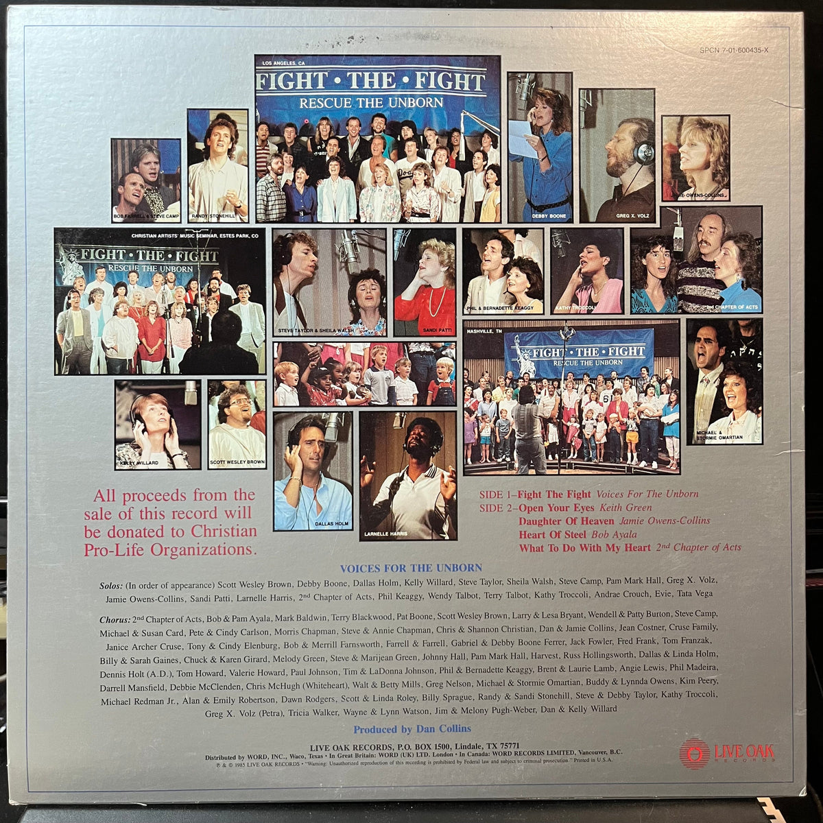 Various - Fight The Fight (Rescue The Unborn)(VINYL LP LIVE OAK SPCN 7-01-600435-X 1985) | USED Near Mint (NM or M-) Excellent+ (EX+)-Music History