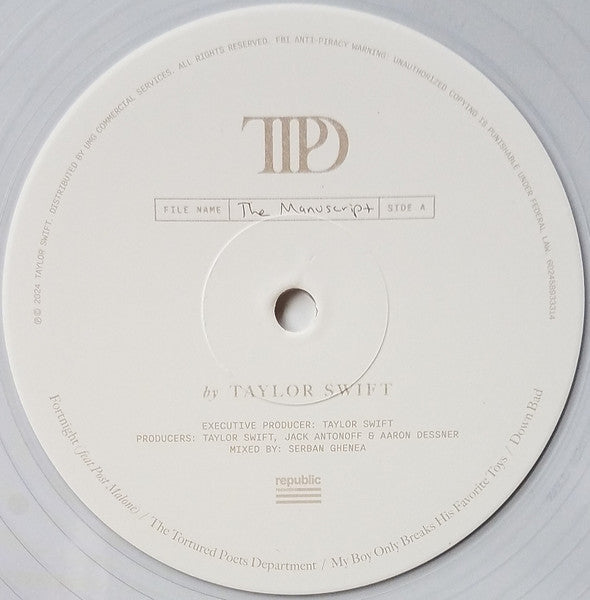 Taylor Swift - The Tortured Poets Department (2X LP) *Phantom Clear* | Near Mint (NM) Near Mint (NM)-Music History
