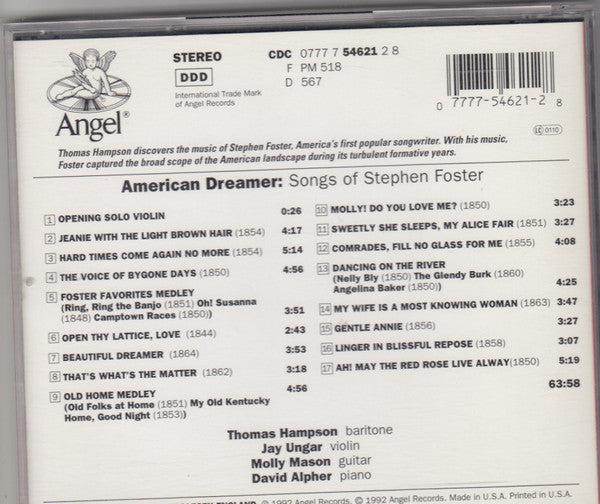 Stephen Foster - American Dreamer: Songs of Stephen Foster (CD) | Near Mint (NM) Near Mint (NM)-Music History