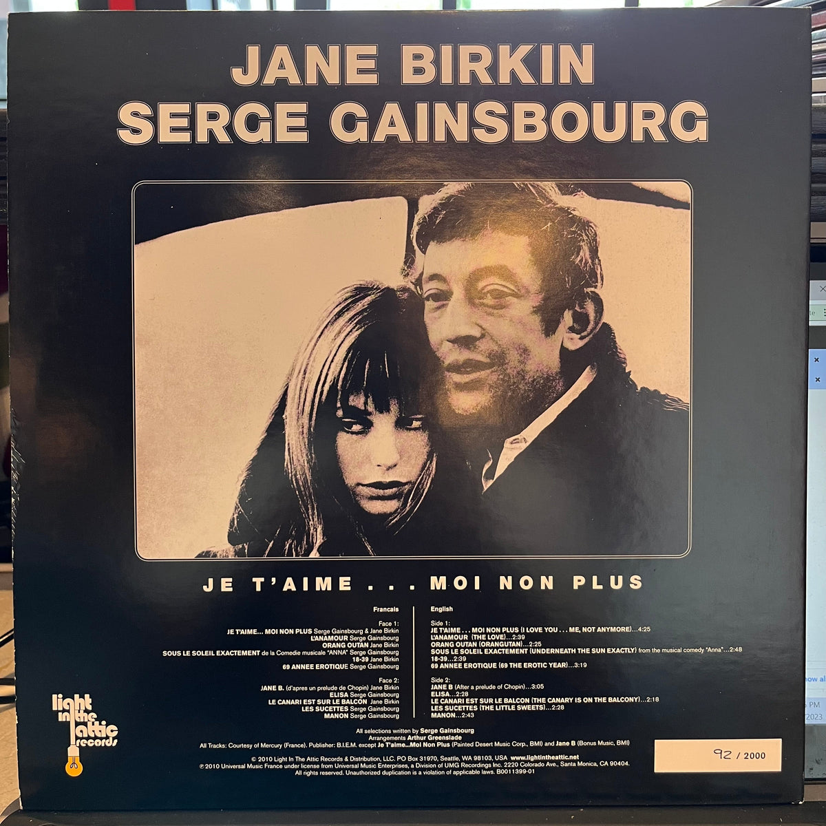 Serge Gainsbourg - Jane Birkin Serge Gainsbourg | Near Mint (NM) Near Mint (NM)-Music History