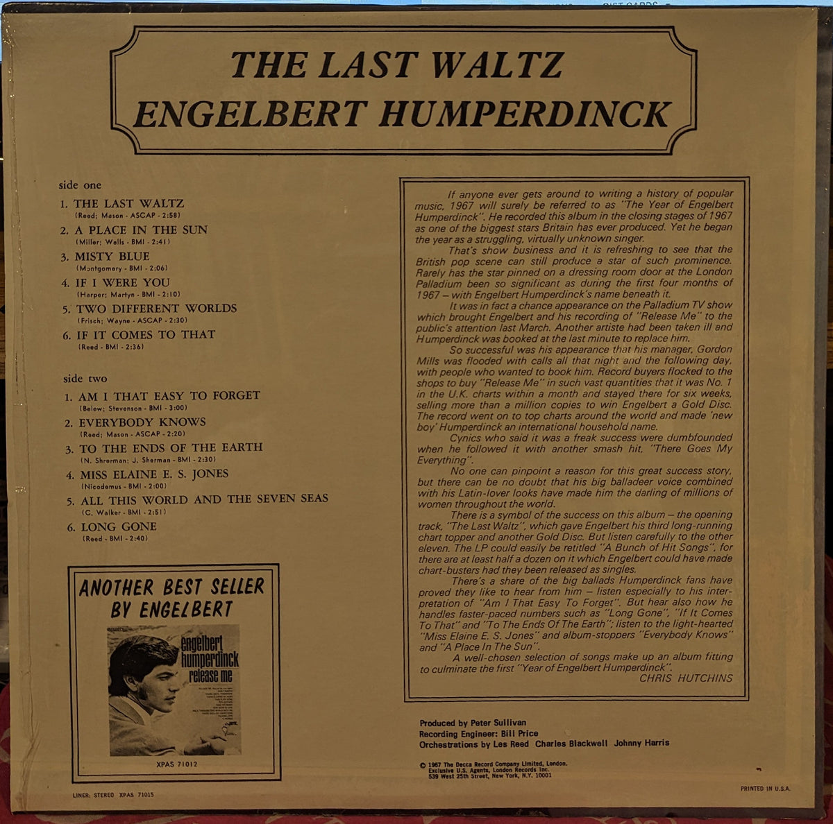 Engelbert Humperdinck - The Last Waltz *TERRE HAUTE* | Near Mint (NM) Near Mint (NM)-Music History