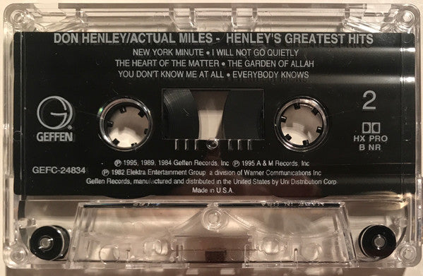 Don Henley - Actual Miles (Henley's Greatest Hits) *CASSETTE* | Near Mint (NM) Near Mint (NM)-Music History