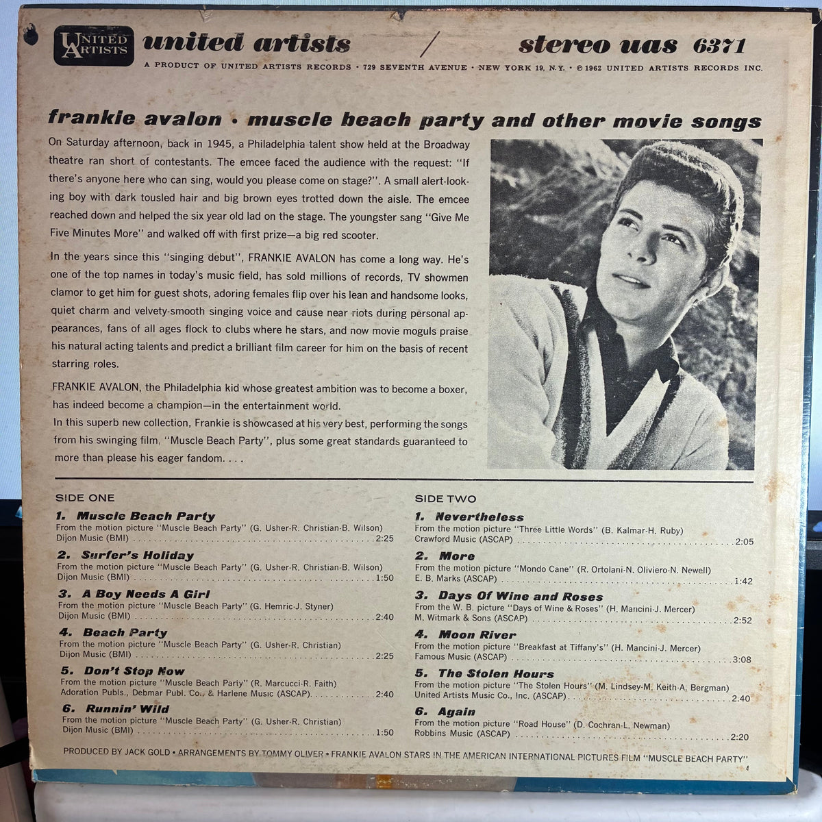 Frankie Avalon - Muscle Beach Party And Other Motion Picture Songs (VINYL) | Very Good (VG) Very Good Plus (VG+)-Music History