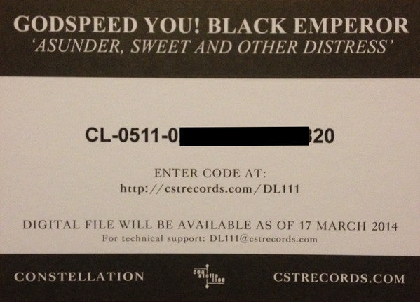 Godspeed You Black Emperor! Asunder, Sweet And Other Distress LP Mint (M) Mint (M)-Music History