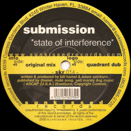 Submission (6) - State Of Interference (12" VINYL) | Excellent (EX) Excellent (EX)-Music History