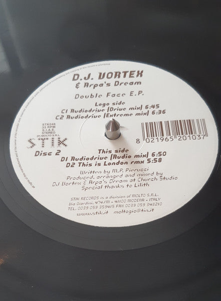 DJ Vortex & Arpa's Dream - Double Face EP **DISK 2 ONLY** | Near Mint (NM) Generic-Music History