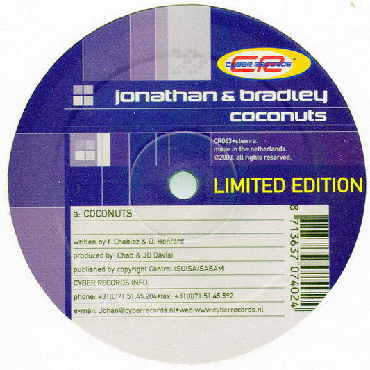Jonathan & Bradley - Coconuts | Near Mint (NM) Excellent (EX)-Music History