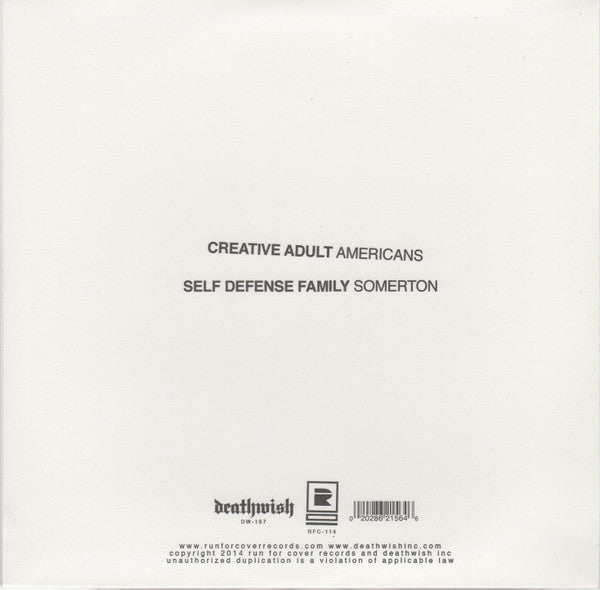 Creative Adult / Self Defense Family (7" CLEAR VINYL) | Mint (M) Mint (M)-Music History