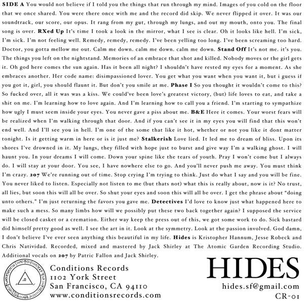 Hides (2) - Hides (WHITE VINYL 7") | Mint (M) Mint (M)-Music History