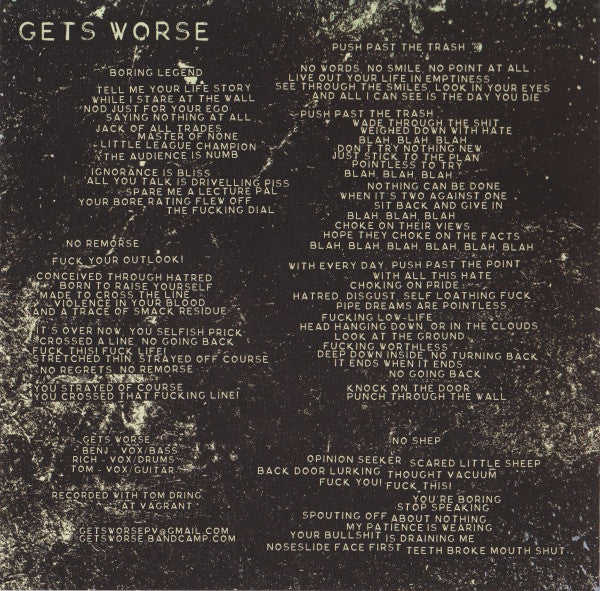 Gets Worse / Fissure Split (BLUE VINYL 7") | Mint (M) Mint (M)-Music History