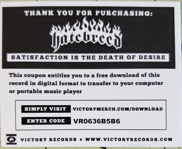 Hatebreed - Satisfaction Is The Death Of Desire (VINYL) | Near Mint (NM) Near Mint (NM)-Music History