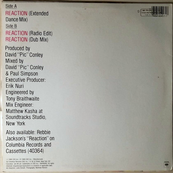 Rebbie Jackson - Reaction | Near Mint (NM) Near Mint (NM)-Music History