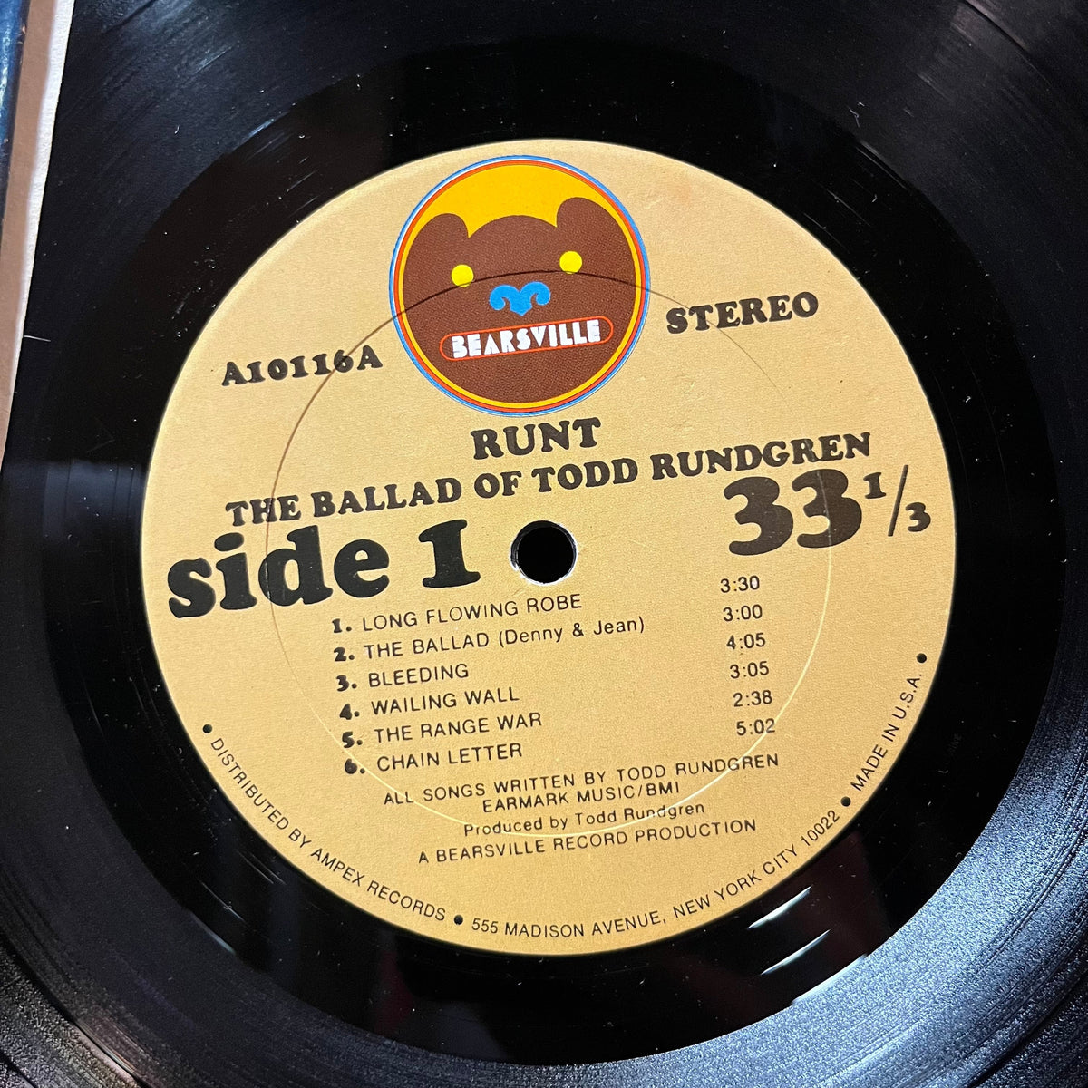 Runt - Runt. The Ballad Of Todd Rundgren (VINYL LP BEARSVILLE A10116 1971) | Excellent+ (EX+) Very Good (VG)-Music History