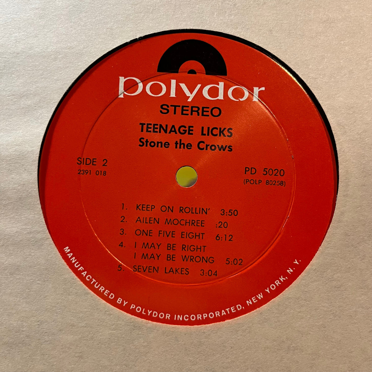 Stone The Crows - Teenage Licks (VINYL LP POLYDOR 2391 018) | USED Near Mint (NM or M-) Very Good Plus (VG+)-Music History