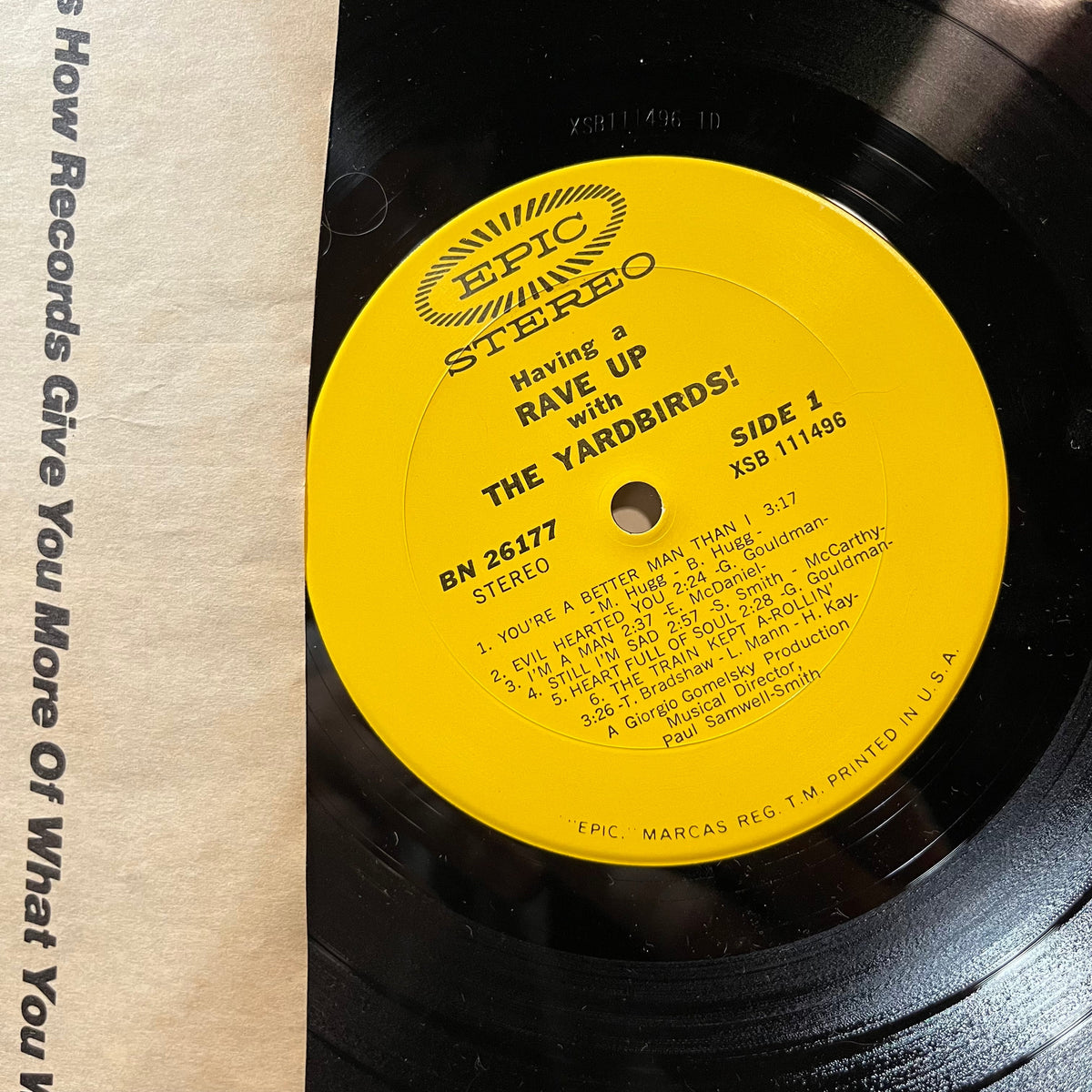 The Yardbirds - Having A Rave Up With The Yardbirds (VINYL LP EPIC BN 26177 1965) | Near Mint (NM or M-) Very Good (VG)-Music History