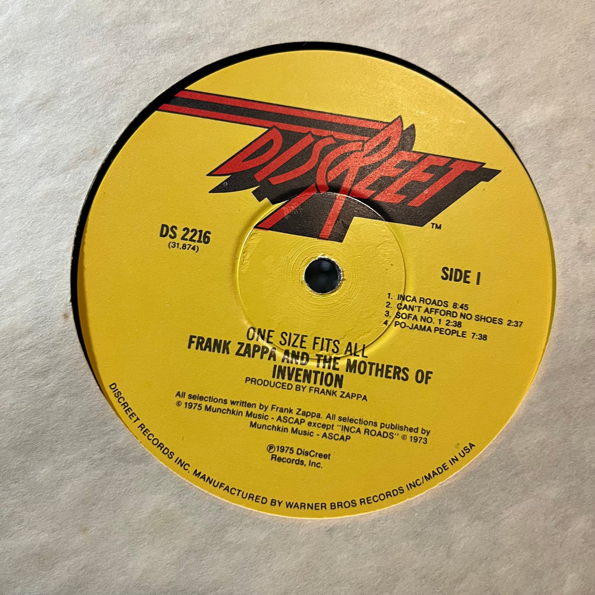 Frank Zappa And The Mothers Of Invention - One Size Fits All (VINYL LP DISCREET DS 2216) | Very Good Plus (VG+) Excellent+ (EX+)-Music History