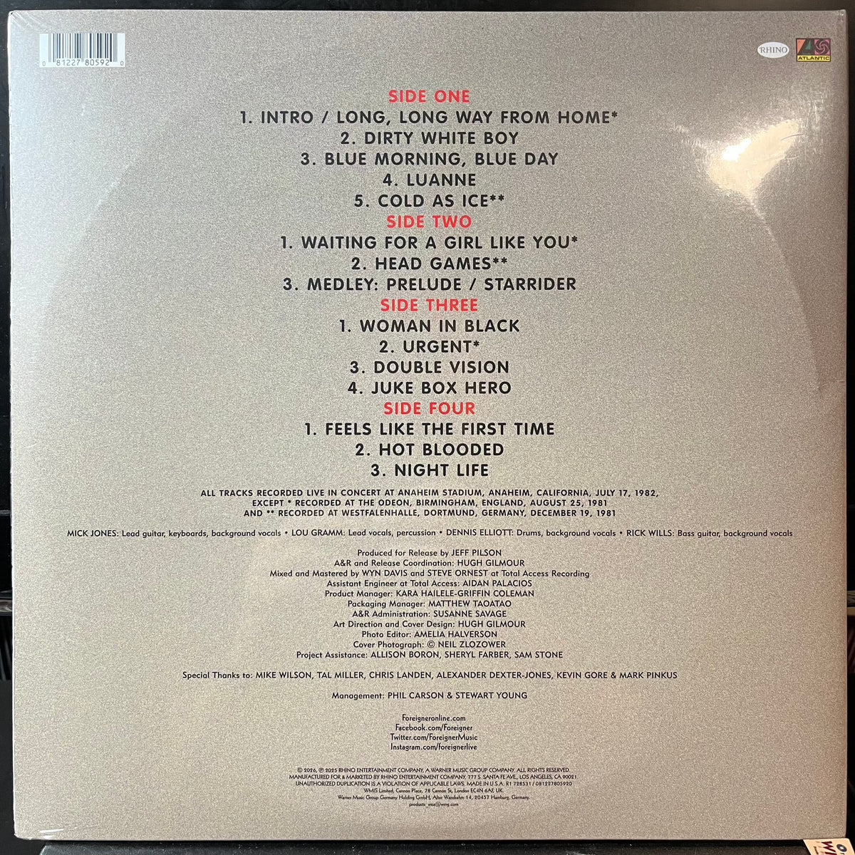 FOREIGNER - FOREIGNER 4 LIVE TOUR 1981-82 (2026 RSD VINYL) | Mint (M) Mint (M)-Music History