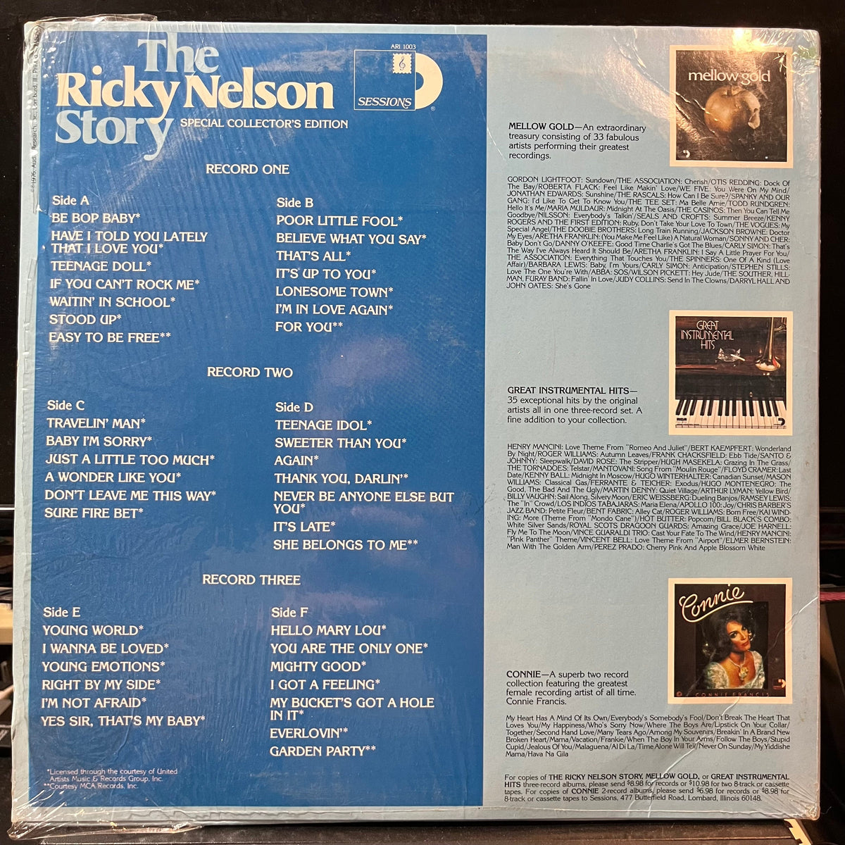 Ricky Nelson - The Ricky Nelson Story (VINYL 3xLP SESSIONS ARI 1003 1976) | Excellent+ (EX+) Near Mint (NM)-Music History