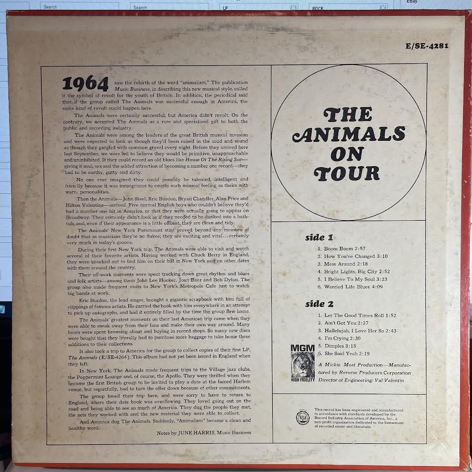 The Animals - The Animals On Tour (VINYL) | Excellent+ (EX+) Excellent (EX)-Music History