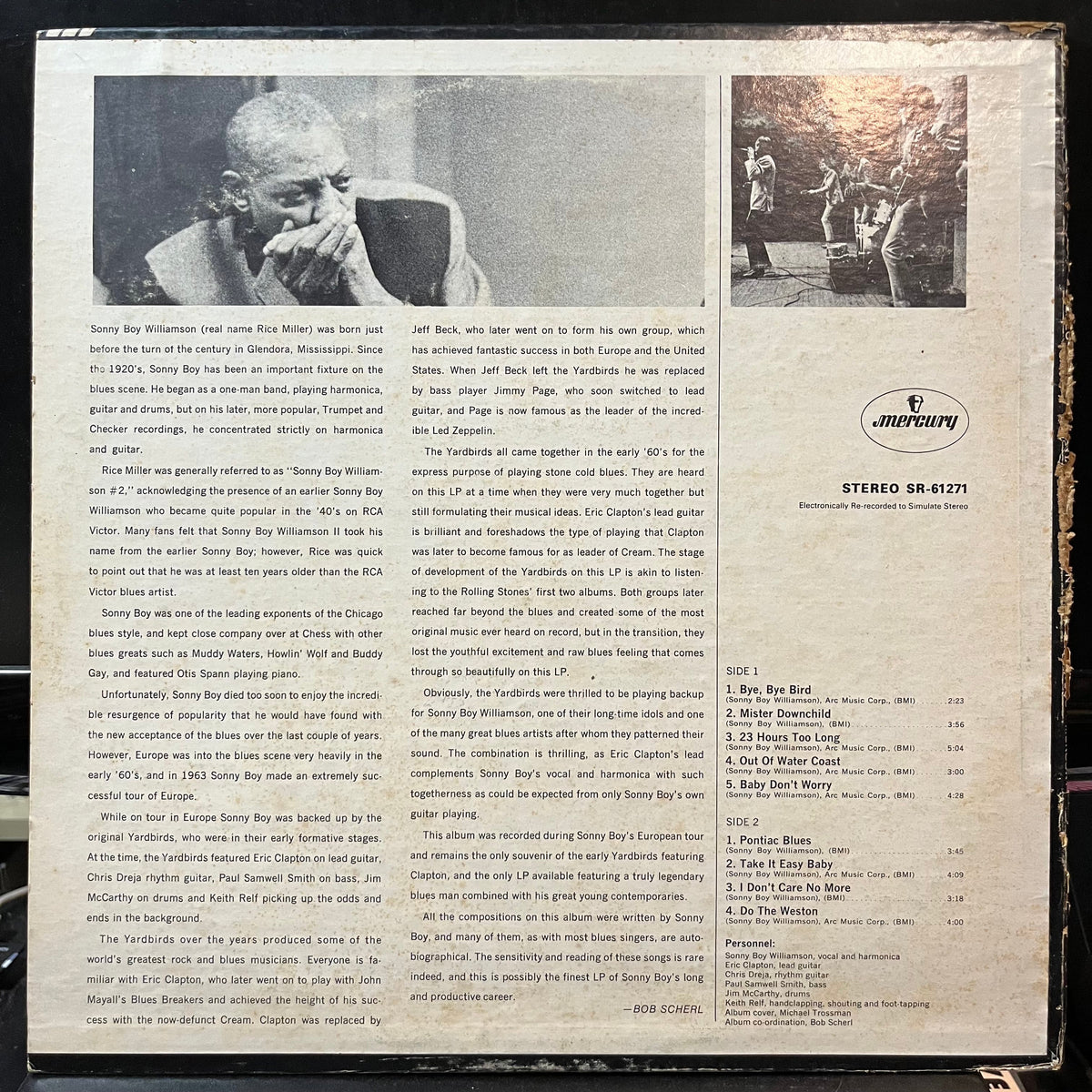 Eric Clapton and The Yardbirds With Sonny Boy Will - Eric Clapton And The Yardbirds Live With Sonny Boy Williamson (VINYL LP MERCURY SR-61271 1970) | Excellent (EX) Very Good (VG)-Music History
