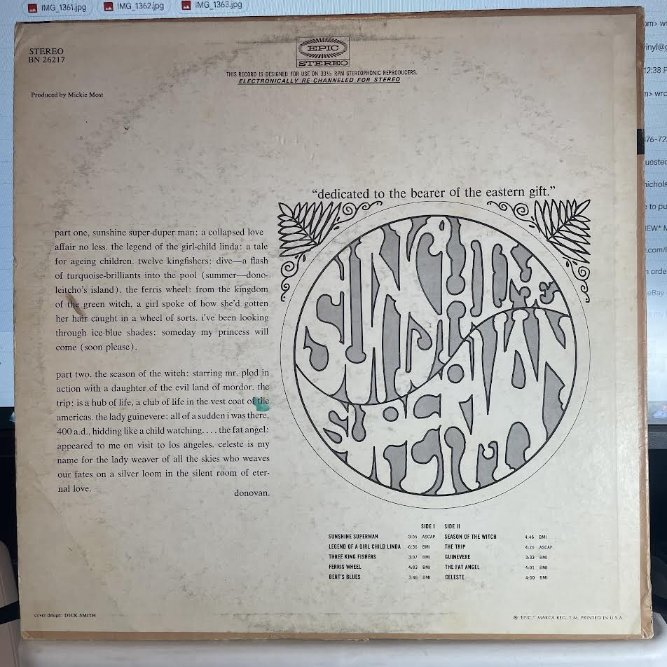 Donovan - Sunshine Superman (VINYL) | Excellent (EX) Excellent+ (EX+)-Music History