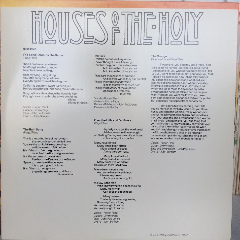 Led Zeppelin - Houses Of The Holy (VINYL) | Near Mint- (NM-) Near Mint (NM)-Music History