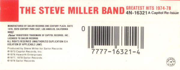 Steve Miller Band - Greatest Hits 1974-78 *CASSETTE* | Near Mint (NM) Near Mint (NM)-Music History