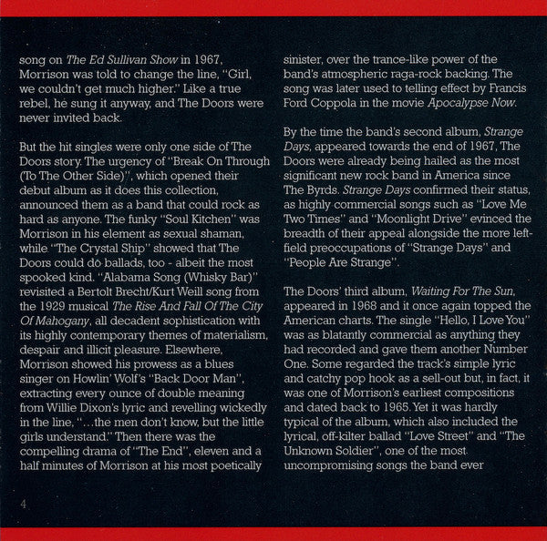 The Doors - The Very Best Of The Doors (CD CANADA) | Near Mint (NM) Near Mint (NM)-Music History