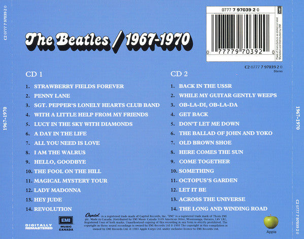 The Beatles - 1967-1970 (2xCD CANADA) | Near Mint (NM) Near Mint (NM)-Music History