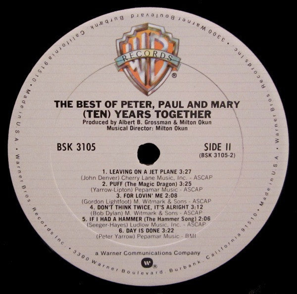 Peter, Paul & Mary - The Best Of Peter, Paul And Mary (Ten) Years Together (VINYL) | Near Mint (NM) Excellent+ (EX+)-Music History