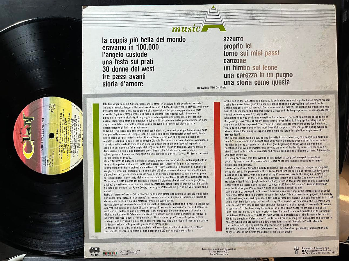 Adriano Celentano - Azzurro (VINYL) | Near Mint (NM) Excellent (EX)-Music History