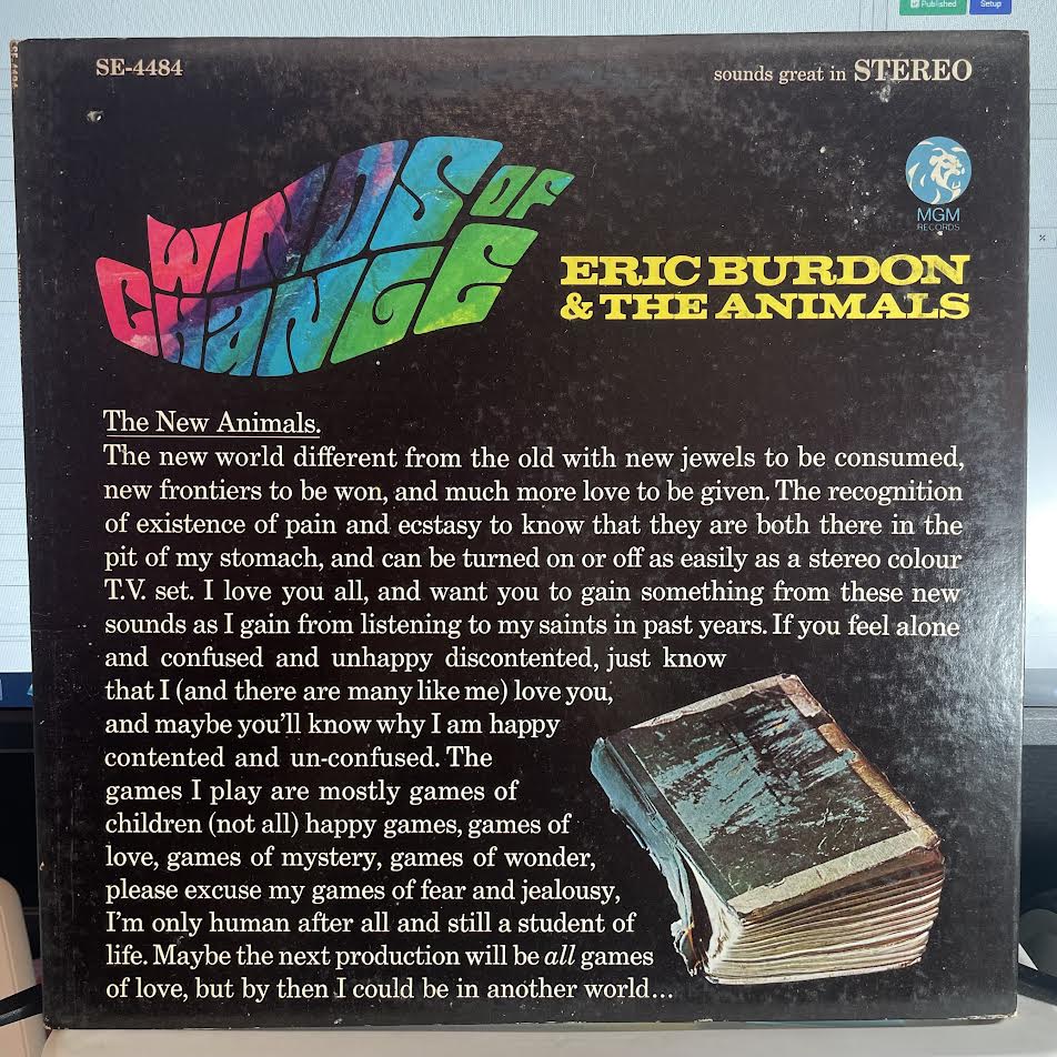 Eric Burdon & The Animals - Winds Of Change (VINYL) | Excellent+ (EX+) Excellent+ (EX+)-Music History