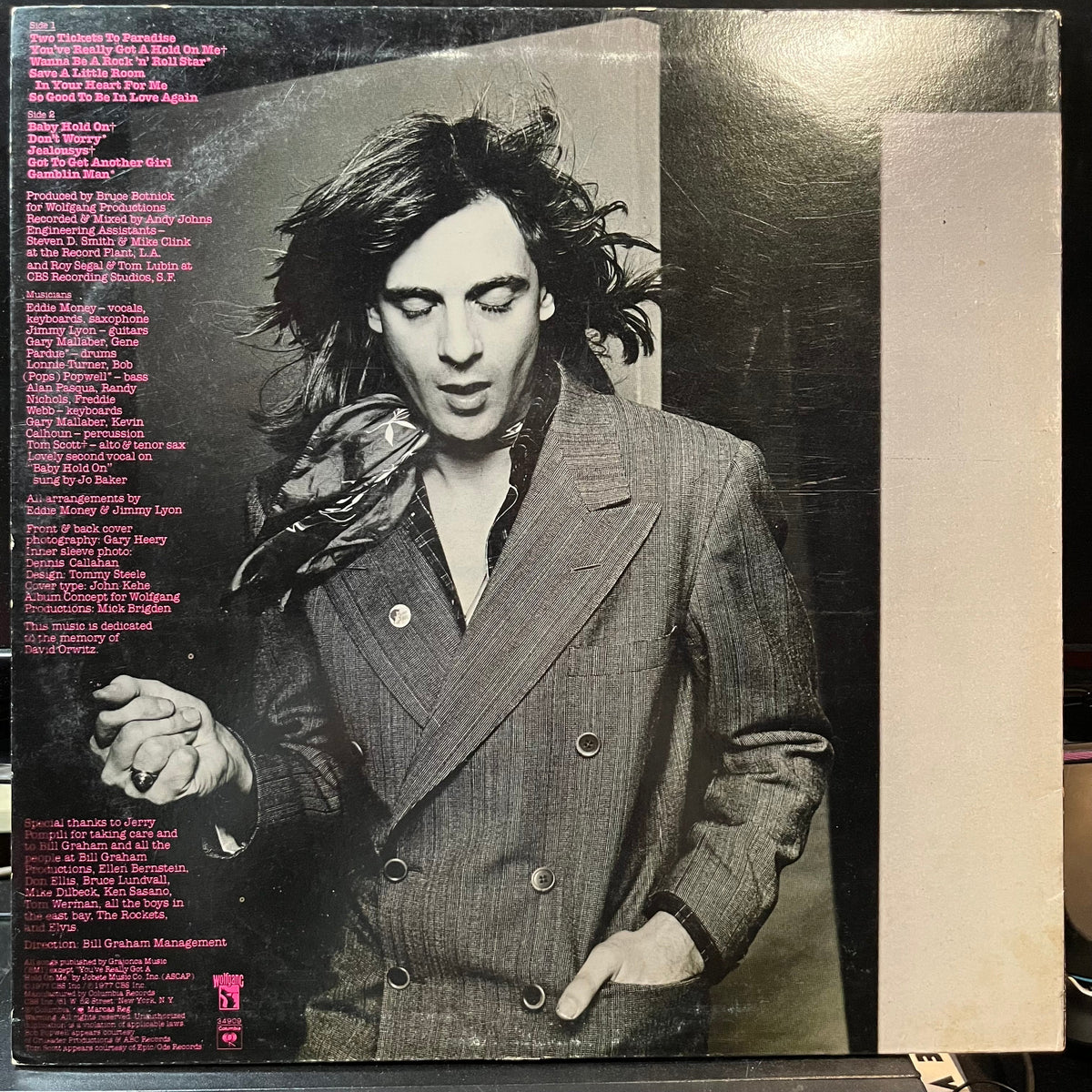 Eddie Money - Eddie Money (VINYL LP WOLFGANG PC 34909 1977) | Near Mint (NM or M-) Very Good Plus Plus (VG++)-Music History
