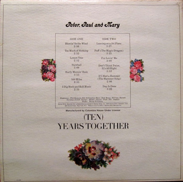 Peter, Paul & Mary - The Best Of Peter, Paul And Mary (Ten) Years Together (VINYL) | Near Mint (NM) Excellent+ (EX+)-Music History