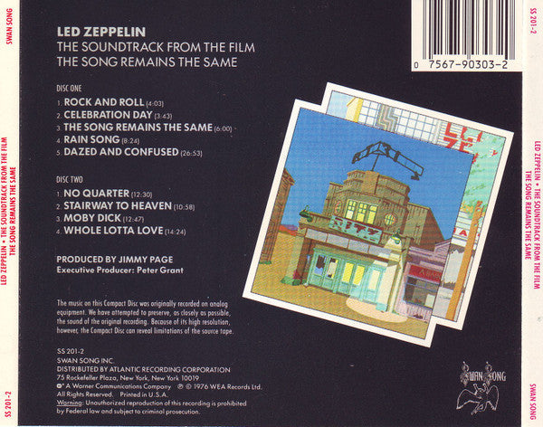 Led Zeppelin - The Soundtrack From The Film The Song Remains The Same (2xCD) | Near Mint (NM) Near Mint (NM)-Music History