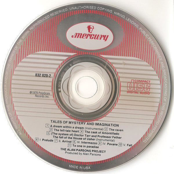 The Alan Parsons Project - Tales Of Mystery And Imagination (CD) | Near Mint (NM) Near Mint (NM)-Music History