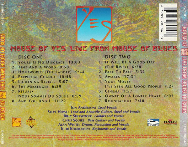 Yes - House Of Yes. Live From House Of Blues (2XCD) | Near Mint (NM) Near Mint (NM)-Music History