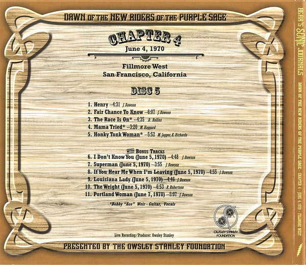 New Riders Of The Purple Sage - Bear's Sonic Journals: Dawn Of The New Riders Of The Purple Sage (4xCD BOX) | Near Mint (NM) Excellent+ (EX+)-Music History