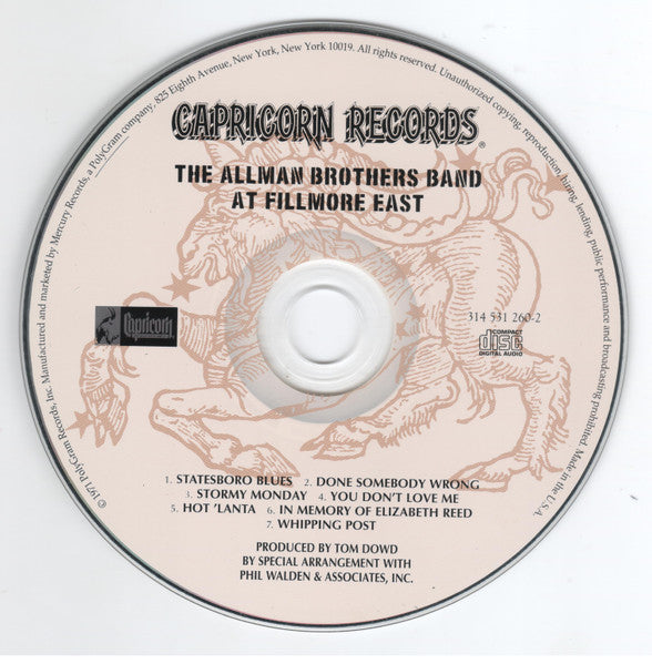 The Allman Brothers Band - The Allman Brothers Band At Fillmore East (CD) | Near Mint (NM) Near Mint (NM)-Music History
