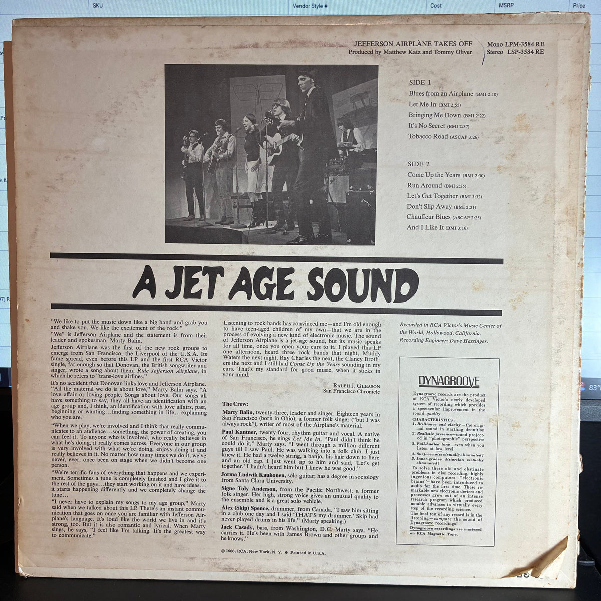 Jefferson Airplane - Jefferson Airplane Takes Off (VINYL LP RCA Victor ‎– LSP-3584) | USED Very Good Plus (VG+) Very Good Plus (VG+)-Music History