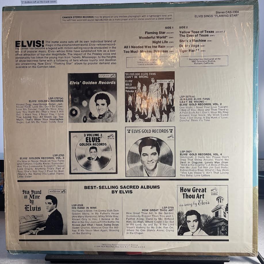 Elvis Presley - Elvis Sings Flaming Star (VINYL) | Very Good Plus (VG+) Excellent+ (EX+)-Music History